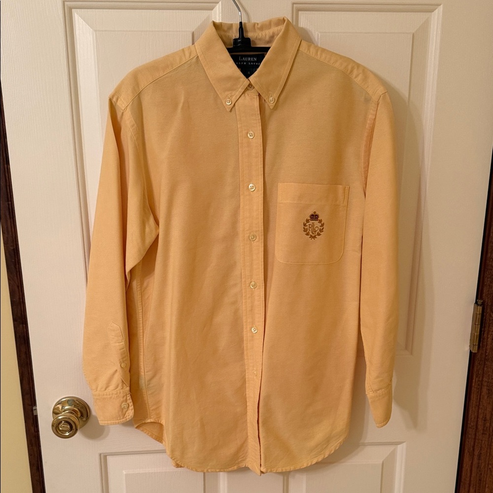 Lauren Ralph Lauren Women’s Yellow Button-Down Shirt with Crest Pocket